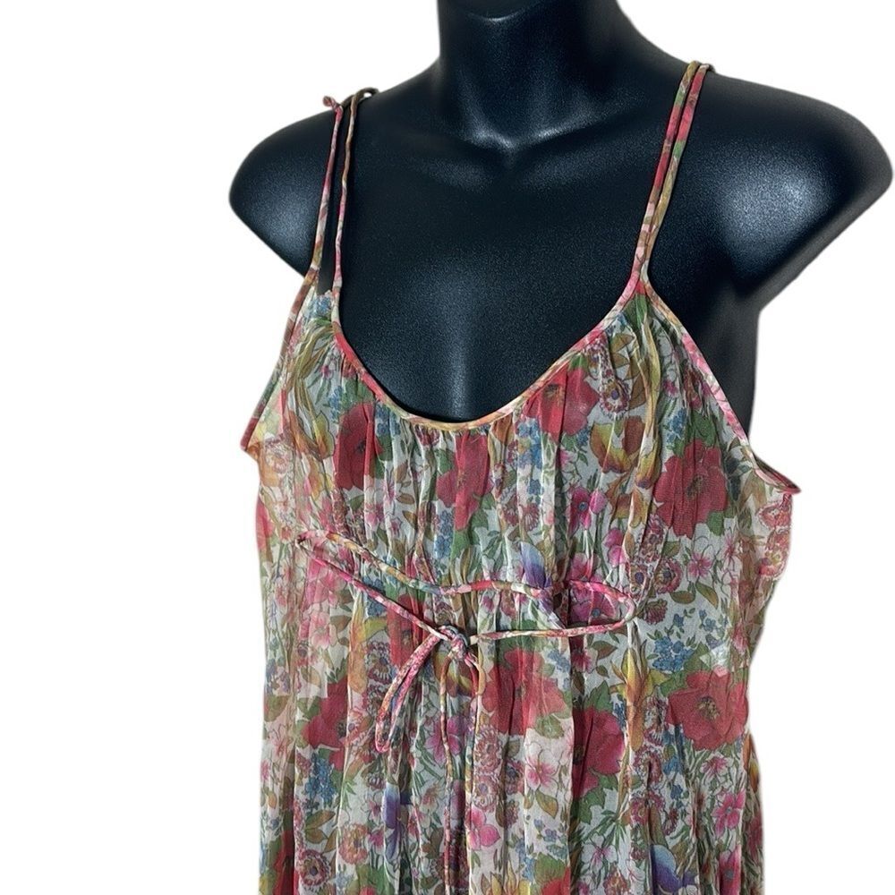 Vintage kayser women’s nightgown maxi sheer floral colorful Bloomcore Fairycore - Picture 2 of 8